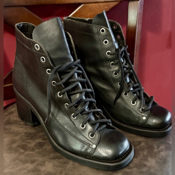 Durango Shoes - Durango Black Ankle Boots Lace Up Platform Leather Women size 10